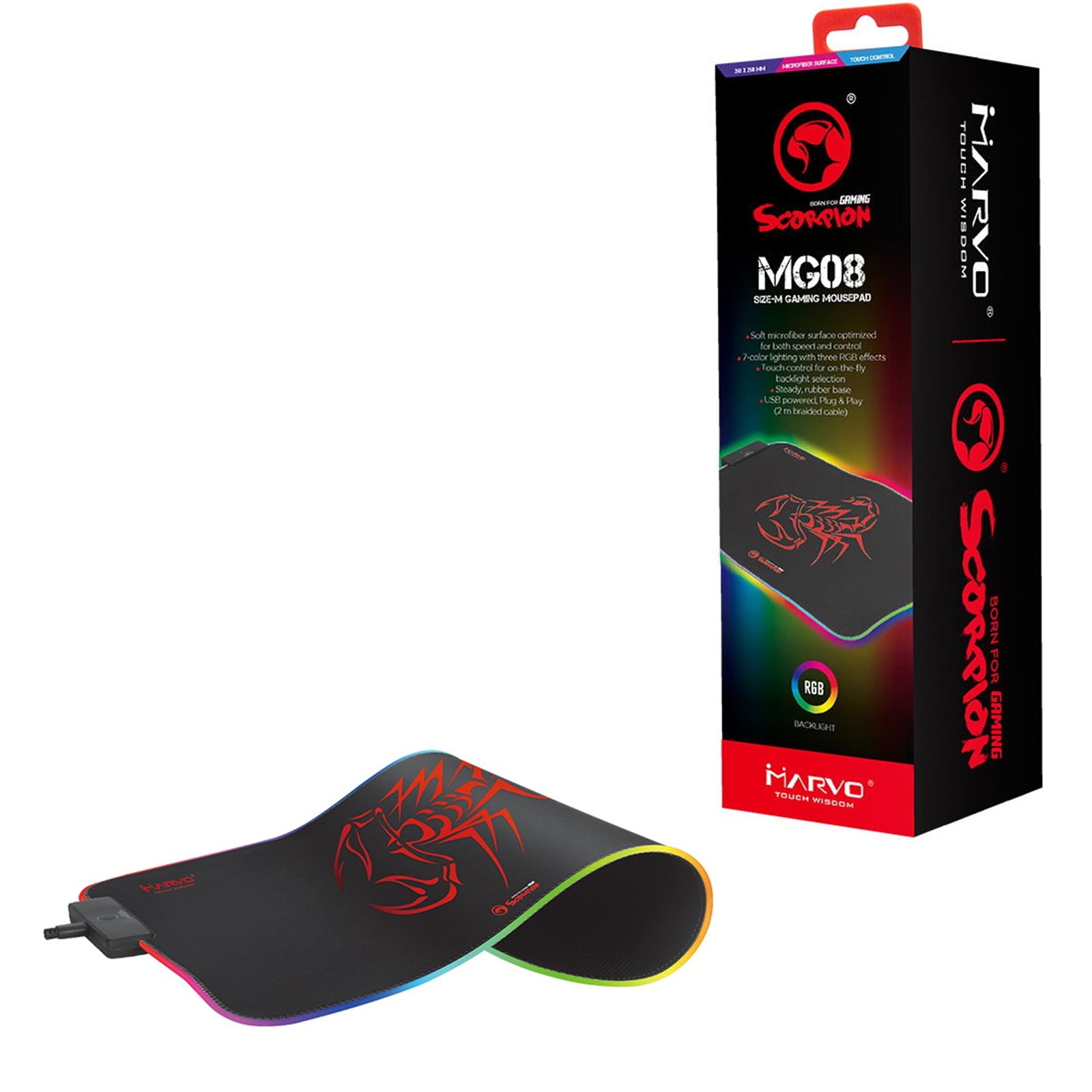 MARVO RGB BACKLIGHT SIZE M GAMING MOUSEPAD MG08