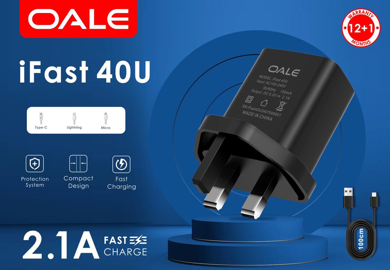 OALE IFAST 40U 2.1A FAST CHARGE USB TO LIGHTNING