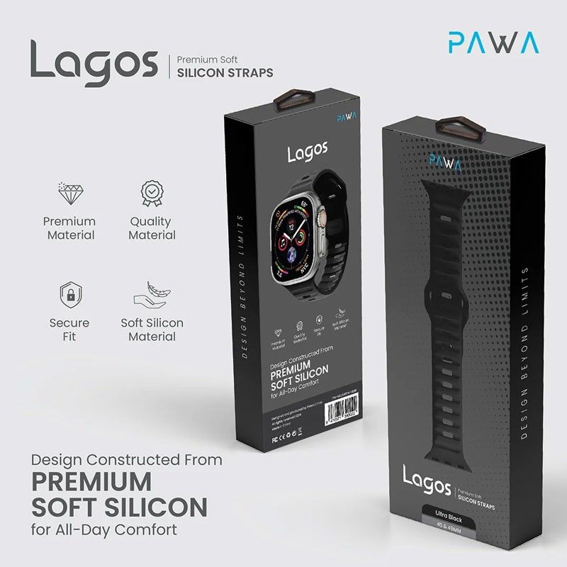 PAWA LAGOS ULTRA BLACK WATCH STRAP 45 & 49MM PW-WLLS49IW-ULBK