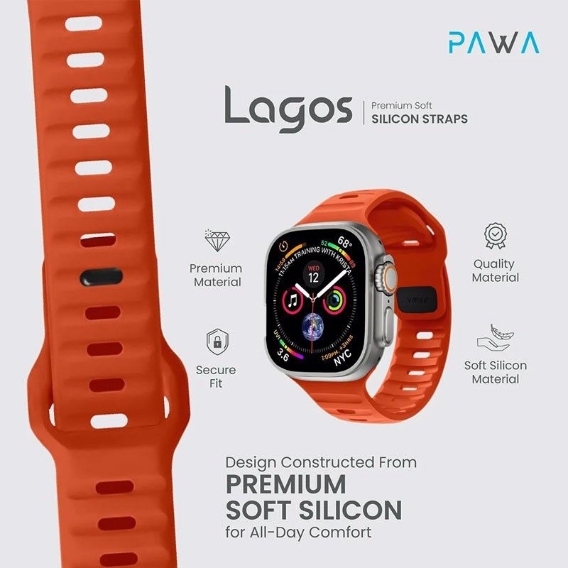PAWA LAGOS ULTRA ORANGE WATCH STRAP 45 & 49MM PW-WLLS49IW-ULOR