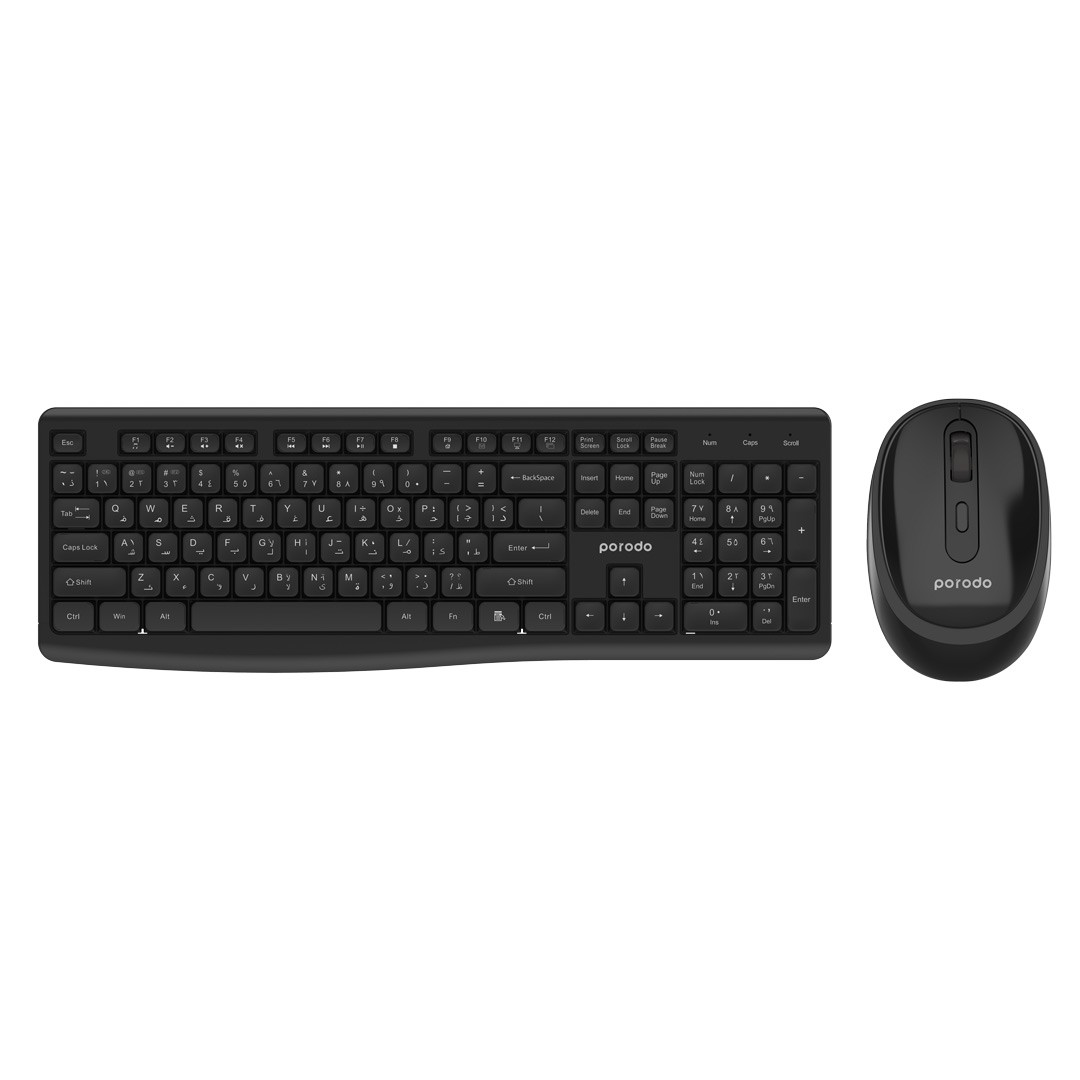 PORODO DUAL MODE WIRELESS KEYBOARD MOUSE SET PD-W24KBM-BK