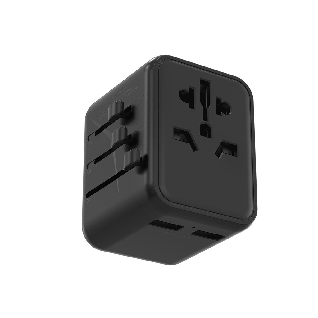 PORODO EU US UK AU DUAL PORT UNIVERSAL FAST CHARGER BLACK PD-12WUTA-BK
