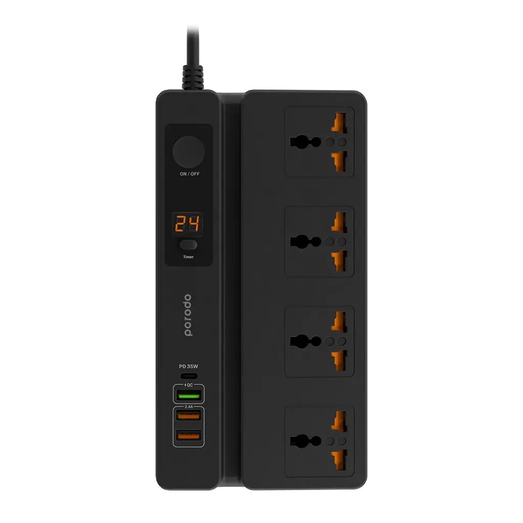 PORODO PD 35W MULTI FUNCTION SOCKET 3M BLACK PD-FWCH007-BK