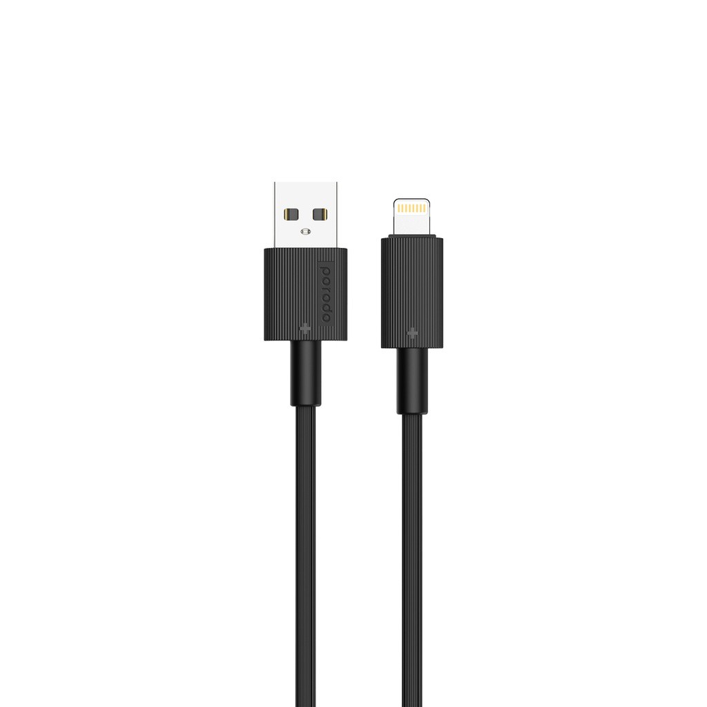 PORODO USB A TO LIGHTNING DURABLE CHARGING CABLE 3M BLACK PD-CBL0006-BK