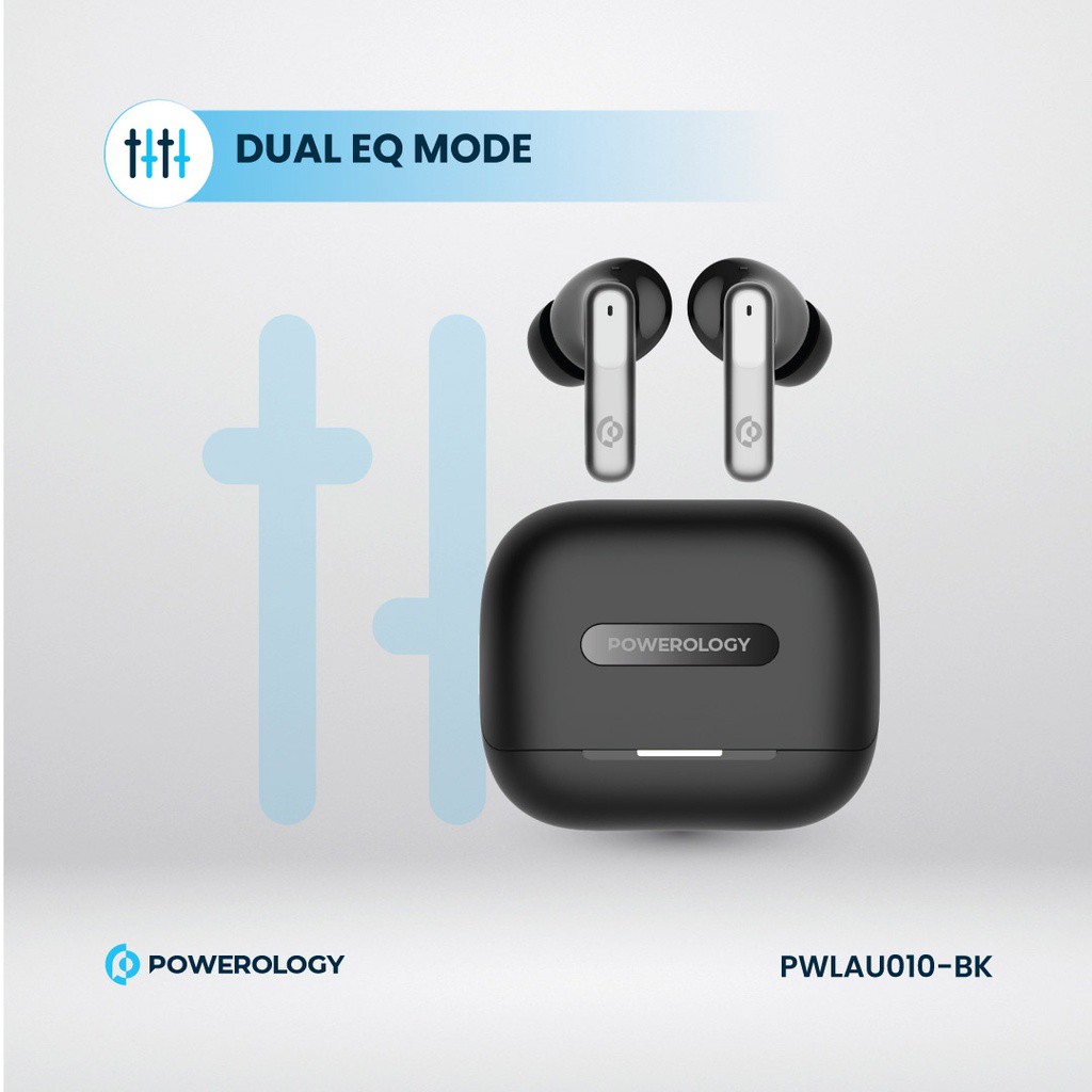 POWEROLOGY 6 MIC HYBRID ANC+ENC TWS BUDS PWLAU010-BK