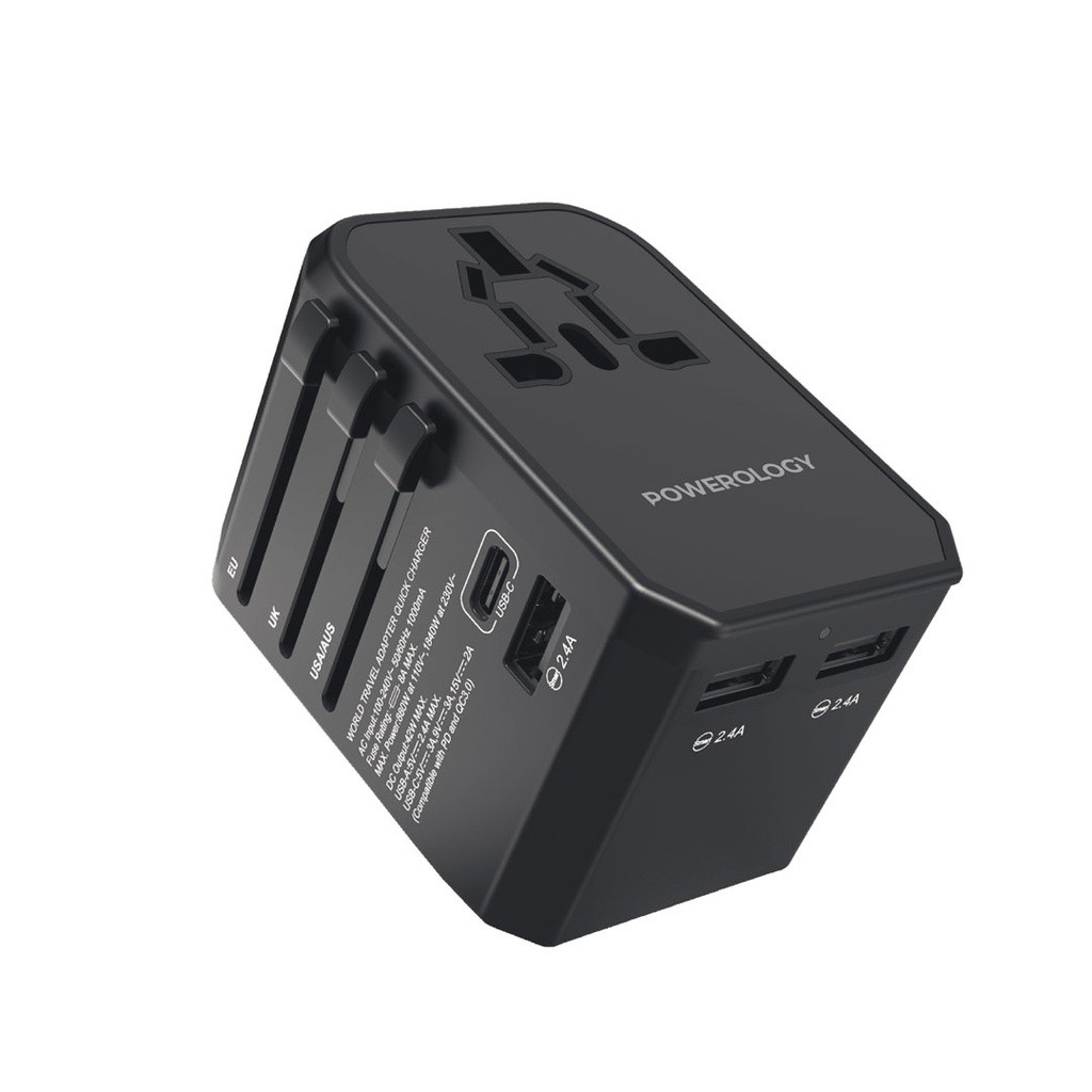 POWEROLOGY UNIVERSAL MULTIPORT TRAVEL CHARGER PD45W P45PDUTVBK
