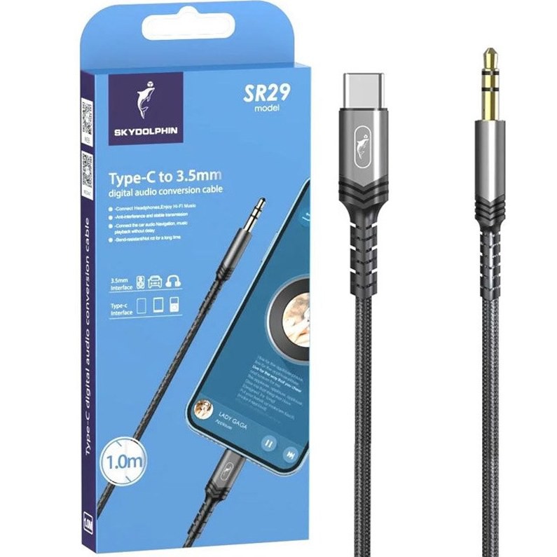 SKY DOLPHIN TYPE C TO 3.5MM DIGITAL AUDIO CONVERSION CABLE 1M SR29