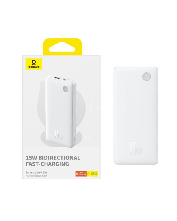 BASEUS AIRPOW LITE POWERBANK 10000MAH 15W MOON WHITE P10067500213-00