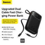 BASEUS DUAL FAST CHARGING CABLES 20000MAH POWERBANK BLACK P10055002113-00