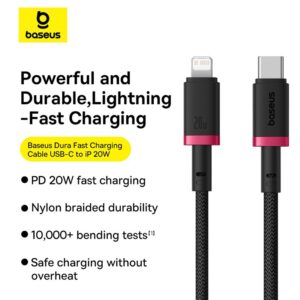 BASEUS DURA CHARGING CABLE USB C TO IP 20W 2M P10377800U01-02