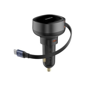 BASEUS ENJOYMENT PRO CAR CHARGER C+RETRACTABLE TYPE C CABLE 60W C00057802111-01 BLACK