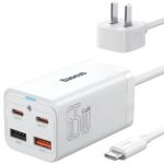 BASEUS GAN 65W 3 IN 1 FAST CHARGING OUTPUT WHITE P10110828213-00