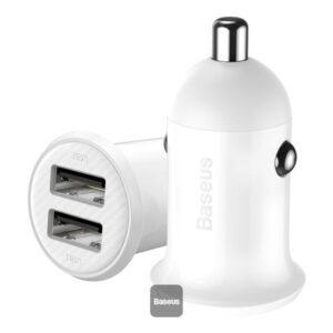BASEUS GRAIN PRO CAR CHARGER DUAL USB 4.8A WHITE CCALLP-02
