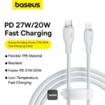 BASEUS PUDDING SERIES FAST CHARGING CABLE TYPE C TO IP 20W 1.2M WHITE P10355701221-00
