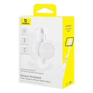 BASEUS TECHSHOT DUAL SUPPORT PHONE SELFIE STICK MOON WHITE