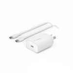 BELKIN 25W WALL CHARGER WITH PPS+USB C TO USB CABLE WHITE WCA004MY1MWH-B6