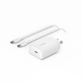BELKIN 25W WALL CHARGER WITH PPS+USB C TO USB CABLE WHITE WCA004MY1MWH-B6