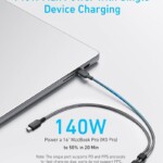 ANKER 2 IN 1 USB C TO CABLE 4FT 140W BLACK A8895H11