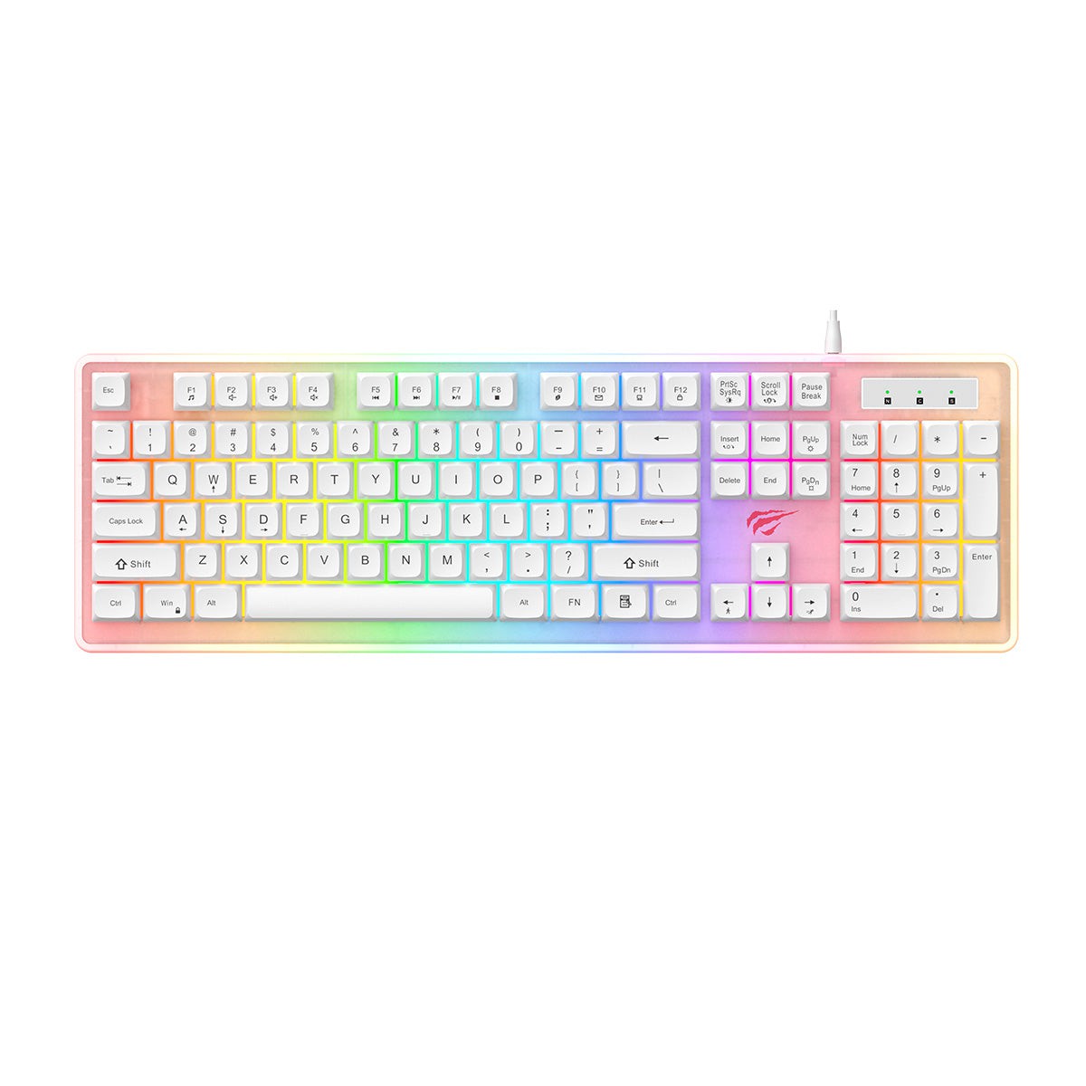 HAVIT GAMENOTE MULTIFUNCTION BACKLIT KEYBOARD HVKB-KB876L-WH