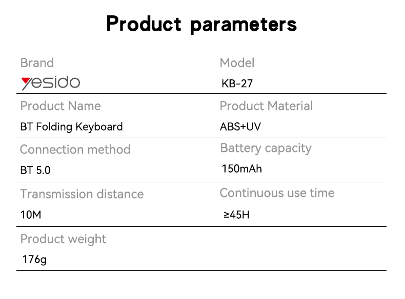 YESIDO FOLDABLE KEYBOARD KB27 - Image 11