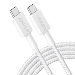 ANKER 60W USB-C PD FAST CHARGING BRAIDED CABLE 3FT WHITE A81F5H21