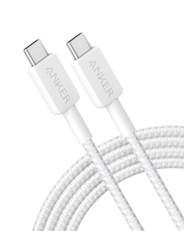 ANKER 60W USB-C PD FAST CHARGING BRAIDED CABLE 3FT WHITE A81F5H21