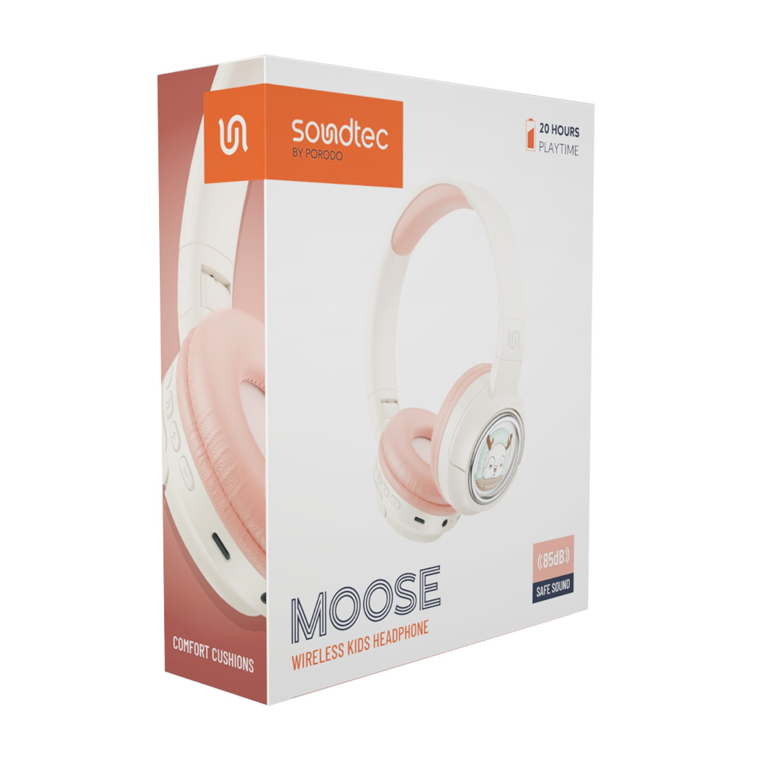SOUNDTEC BY PORODO MOOSE WIRELESS KIDS HEADPHONE PINK PD-STWLEP027-PK - Image 6