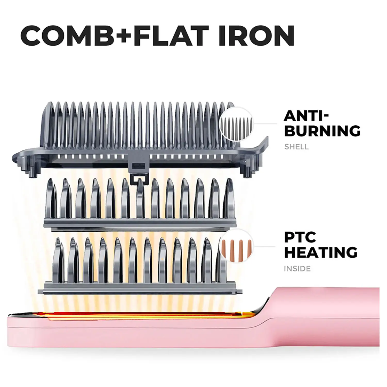 TYMO RING HAIR STRAIGHTENING COMB PINK HC100R - Image 4