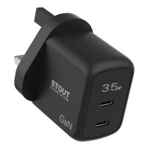 PAWA STOUT GAN TRAVEL CHARGER DUAL PD 35W WITH C TO C CABLE PW-GN35UKTT-BK