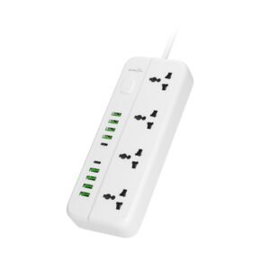 PORODO BLUE 4 UNIVERSAL SOCKETS POWER STRIP WHITE PB-4ACPS2C8A-WH