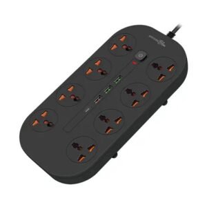 PORODO BLUE 8 AC POWER STRIP UNIVERSAL SOCKETS 3000W 3M BLACK PD-FWCH035-BK
