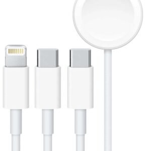 PORODO BLUE ALL IN ONE CABLE USB C TO LIGHTNING / TYPE C / WATCH CHARGER 1.2M WHITE PB-AWLCC-WH