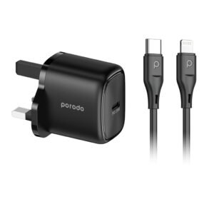 PORODO PD 20W USB C TO LIGHTNING QUICK CHARGER BLACK PD-C20WSCL-BK
