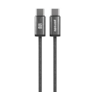 PORODO PD 60W WOVEN BRAIDED USB C TO USC C CABLE 1.2M BLACK PD-W60CC1-BK