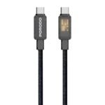 PORODO USB C TO LIGHTNING BRAIDED CABLE LED ILLUMINATED INDICATOR 27W 1M BLACK PD-CBL0033-BK