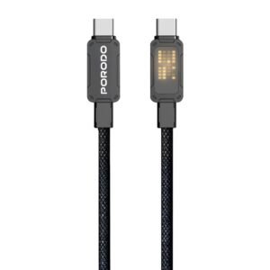 PORODO USB C TO LIGHTNING BRAIDED CABLE LED ILLUMINATED INDICATOR 27W 1M BLACK PD-CBL0033-BK