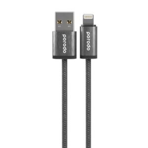 PORODO WOVEN BRAIDED USB A LIGHTNING CABLE 1.2M BLACK PD-W24AC2L-BK