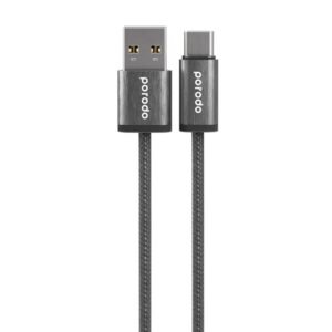 PORODO WOVEN BRAIDED USB A TO TYPE C CABLE 1.2M BLACK PD-WV3AC1-BK