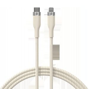 POWERO RAPID PRO PREMIUM BRAIDED CABLE 27W TYPE C TO LIGHTNING 1.2M BEIGE PR-RPBD12CL-BG