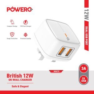 POWERO+ BRITISH 12W UK WALL CHARGER PR-TC24UKAL-WH