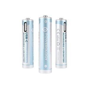 POWEROLOGY USB C RECHARGEABLE LITHIUM BATTERY AAA WHITE 4PC PACK PAAAV2RBT