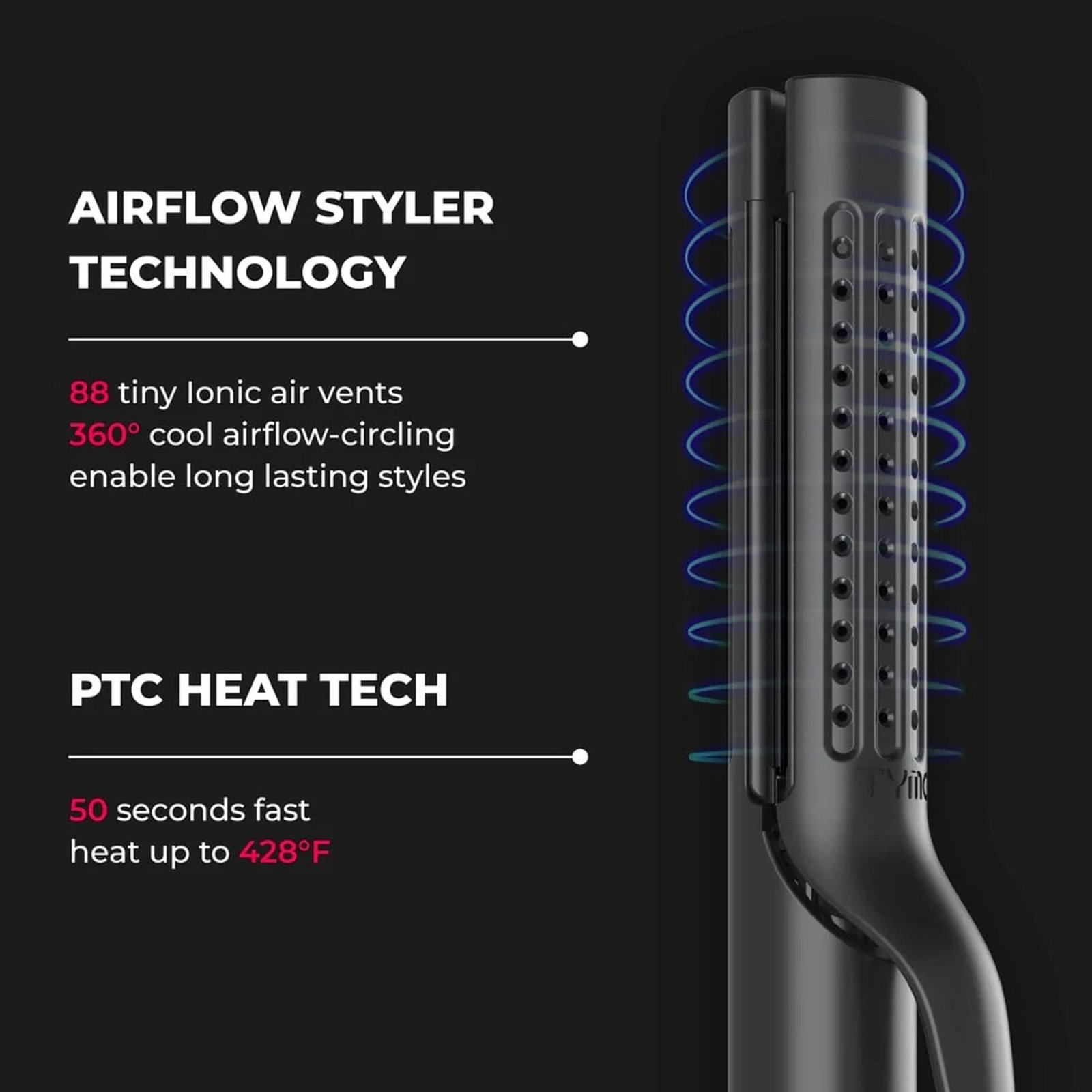 TYMO AIRFLOW 2 IN 1 HAIR CURLER AND STRAIGHTENER HC506 - Image 3