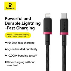 BASEUS DURA CHARGING CABLE USB C TO IP 20W 2M P10377800U01-02