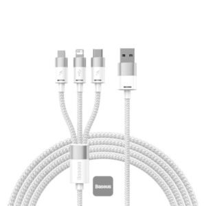 BASEUS ONE FOR THREE FAST CHARGING DATA CABLE WHITE CAXS000002