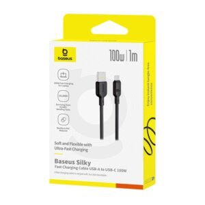 BASEUS SILKY FAST CHARGING CABLE USB A TO USB C 100W 1M CLUSTER BLACK P10377703113-00