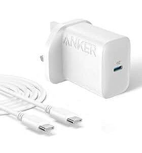 ANKER 20W ADAPTER WITH 5FT USB C TO C CABLE  WHITE B2347K21