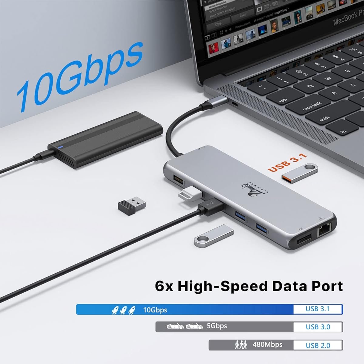 TYPE C TO HDTV 13 IN 1 TYPE C + HDTV + 2USB 3.0+ 3USB 2.0+VGA +SD+TF+AUDIO+LAN+WPC - Image 5