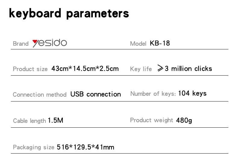 YESIDO WIRED COMBINATION KEYBOARD & MOUSE KB18 - Image 7