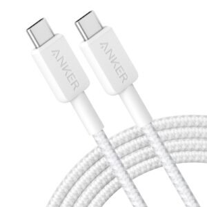 ANKER 60W USB-C PD FAST CHARGING BRAIDED CABLE 3FT WHITE A81F5H21