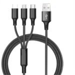 LAPWINGS 3in1 DATA CABLE NYLON BRAIDED BLACK 1.2M WMCL241403